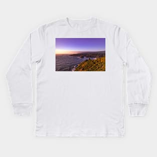 Aerial view of Trinidad State Beach Kids Long Sleeve T-Shirt